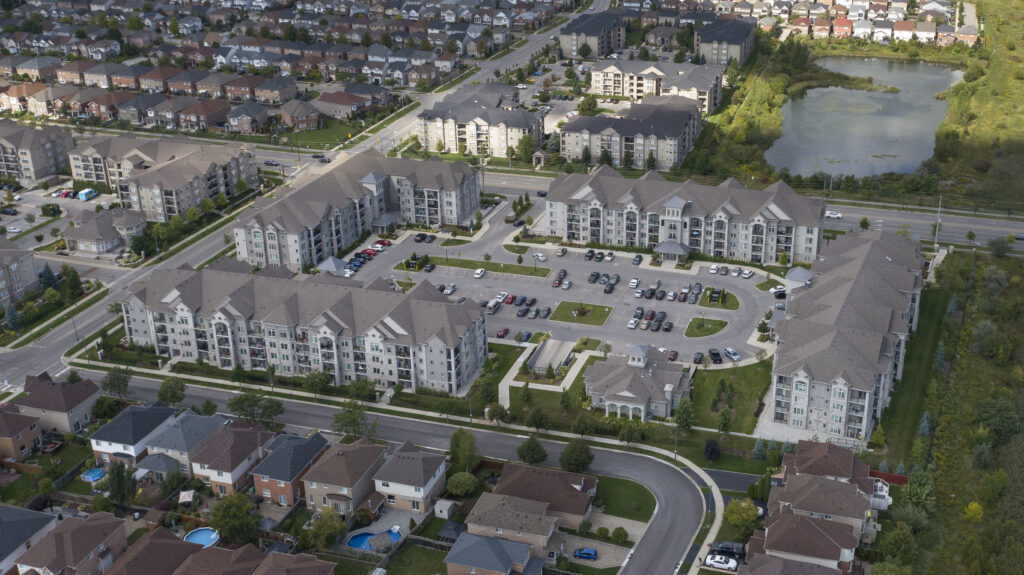 The Courtyards on Main by Sutherland Development Group Aerial Drone Image
